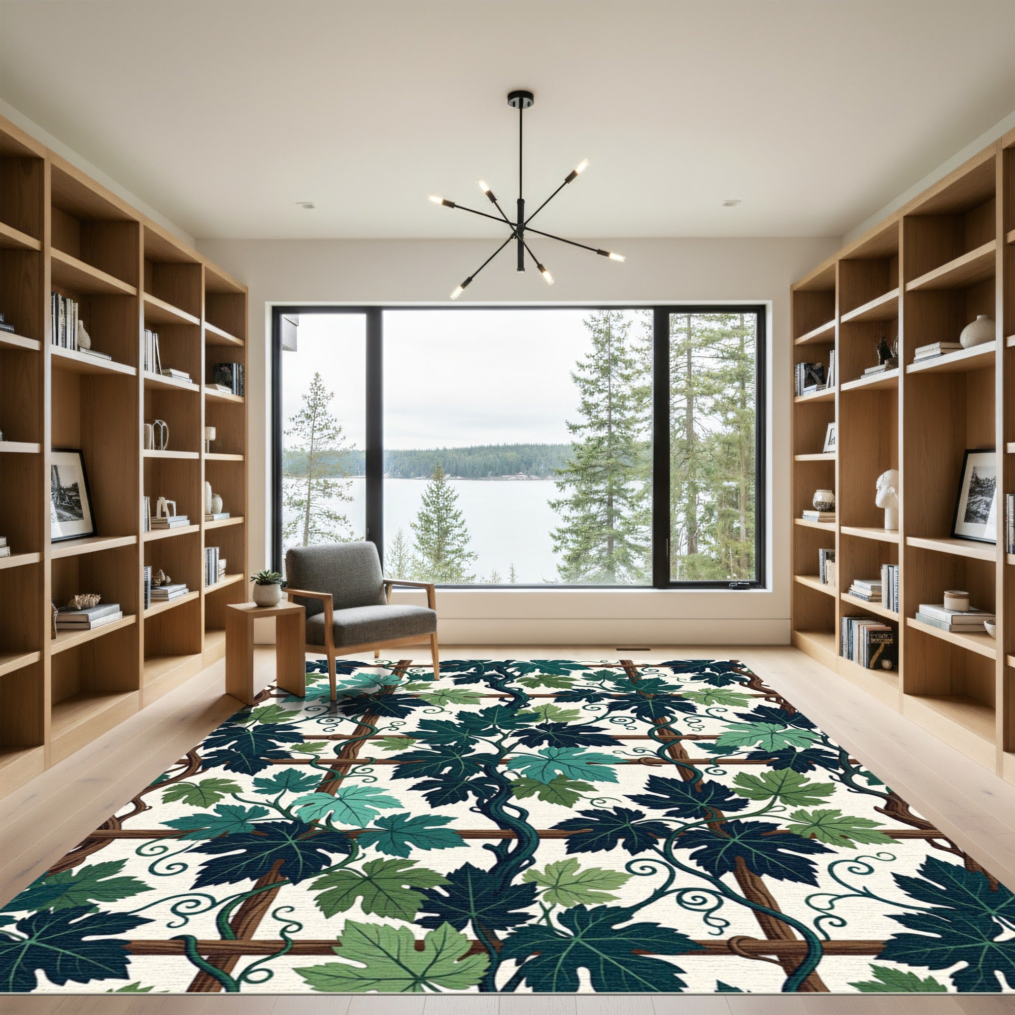 Lush Emerald Grapevine Trellis Botanical Rug