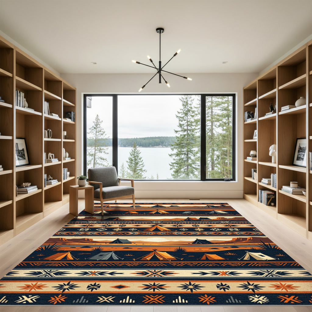 Earthy Desert Sunset Tipi Geometric Rug
