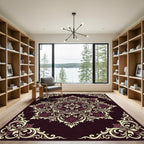 Crimson Ivory Floral Medallion Ornament Rug