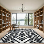 Metallic Silver Herringbone Chevron Rug