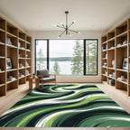 Whimsical Green Swirl Abstract Rug