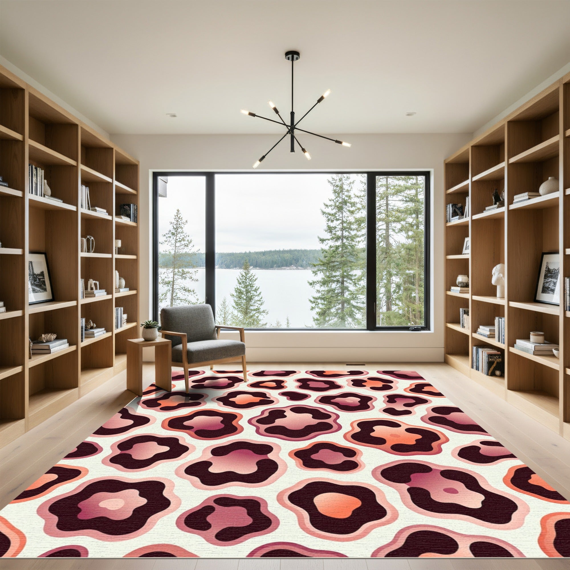 Modern Pink Leopard Spot Rug