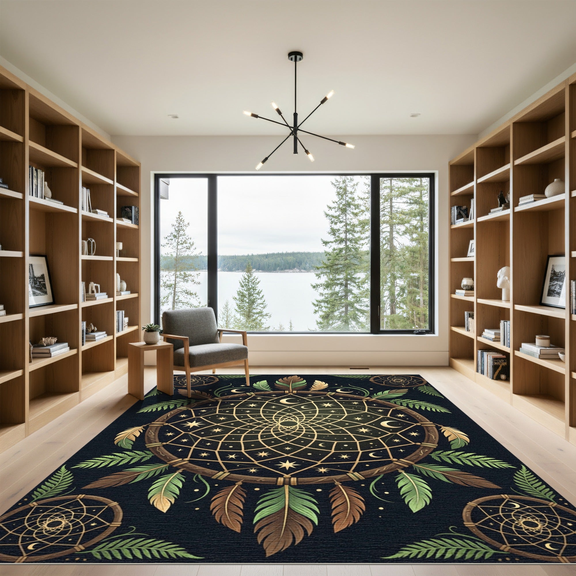 Celestial Dreamcatcher with Moon and Stars Rug