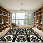Monochromatic Botanical Archway Ink Black Cream Rug