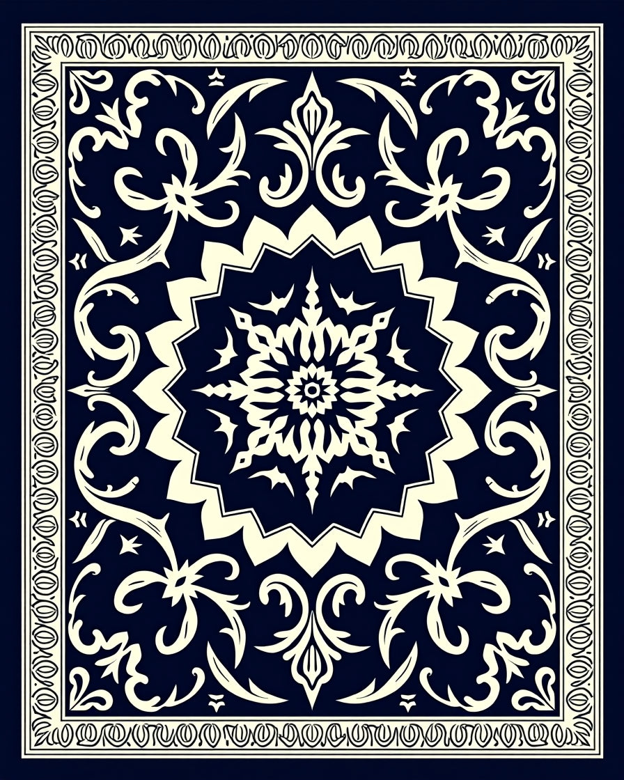 Intricate Floral Mandala Pattern Rug