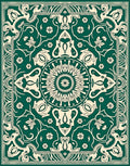 Emerald Beige Floral Mandala Pattern Rug