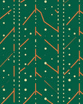 Green Orange Line Dot Pattern Rug