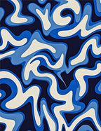 Abstract Blue Swirls Pattern Rug