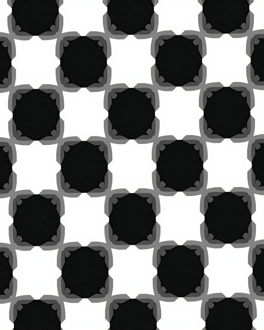 Classic Black White Geometric Pattern Rug