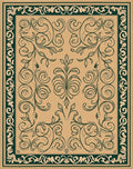 Elegant Green Floral Scrollwork Design Rug