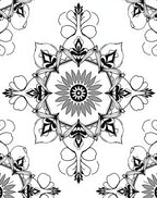 Monochromatic Floral Medallion Pattern Rug