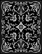 Black White Floral Damask Pattern Rug