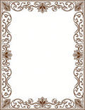 Ornate Brown Floral Scroll Border Rug