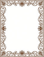 Ornate Brown Floral Scroll Border Rug