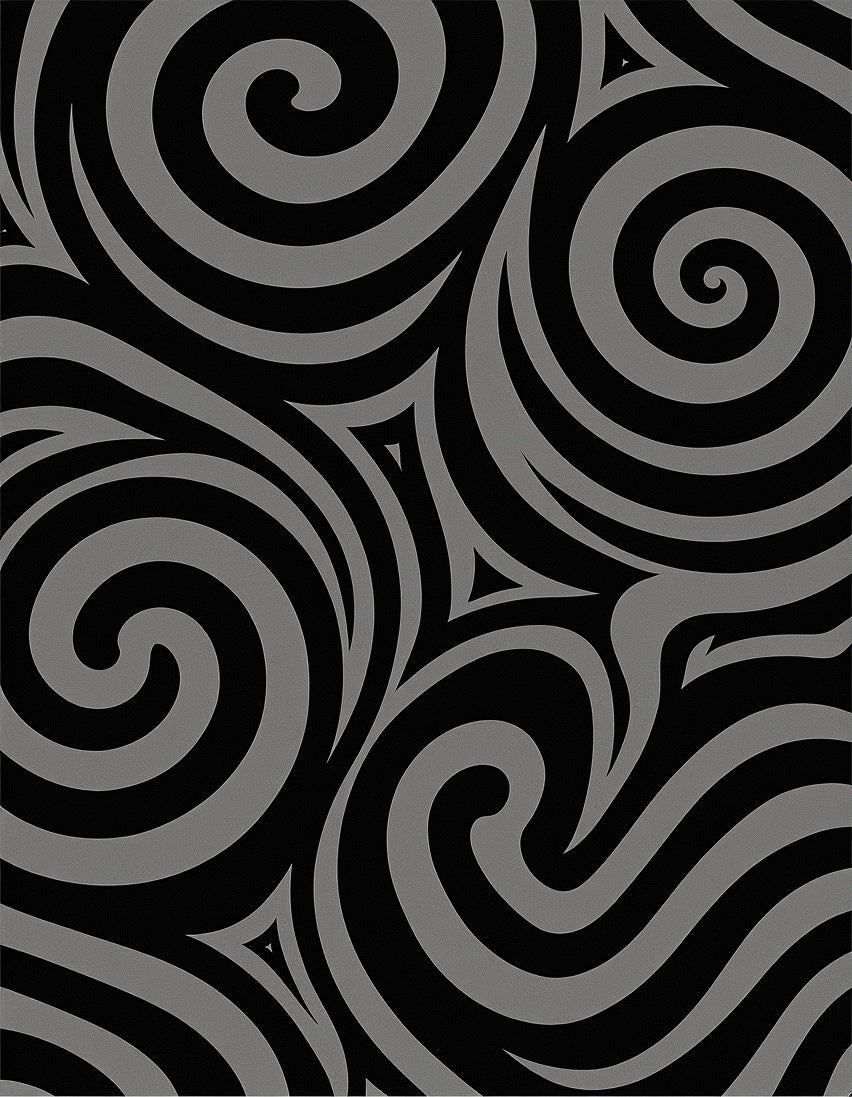 Dynamic Swirls Black Gray Pattern Rug