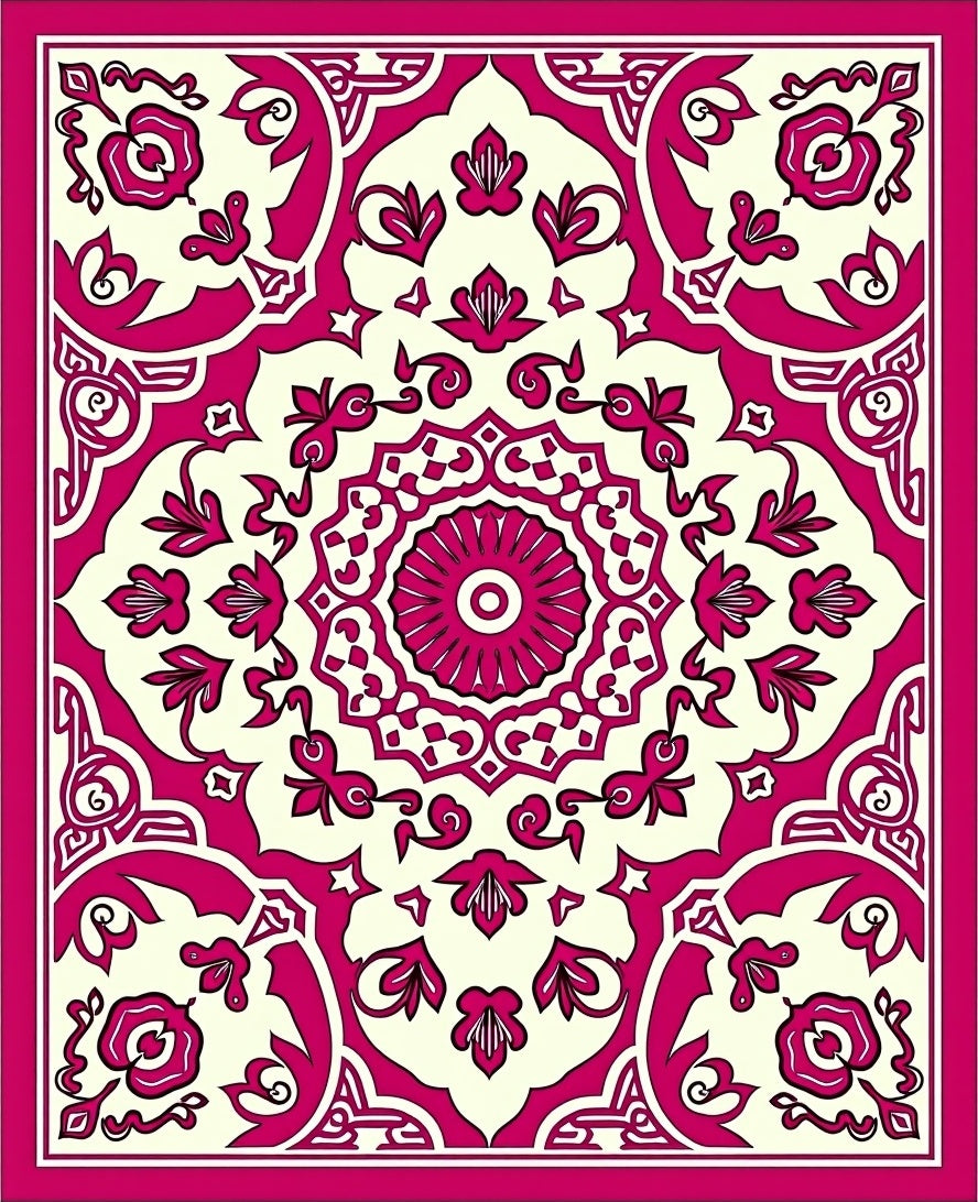 Ornate Mandala Floral Pattern Rug