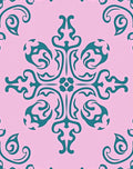 Teal Swirls Floral Pattern Rug