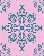 Teal Swirls Floral Pattern Rug
