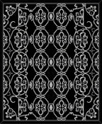 Ornate Black Gray Floral Pattern Rug
