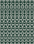 Dark Green White Symbolic Pattern Rug