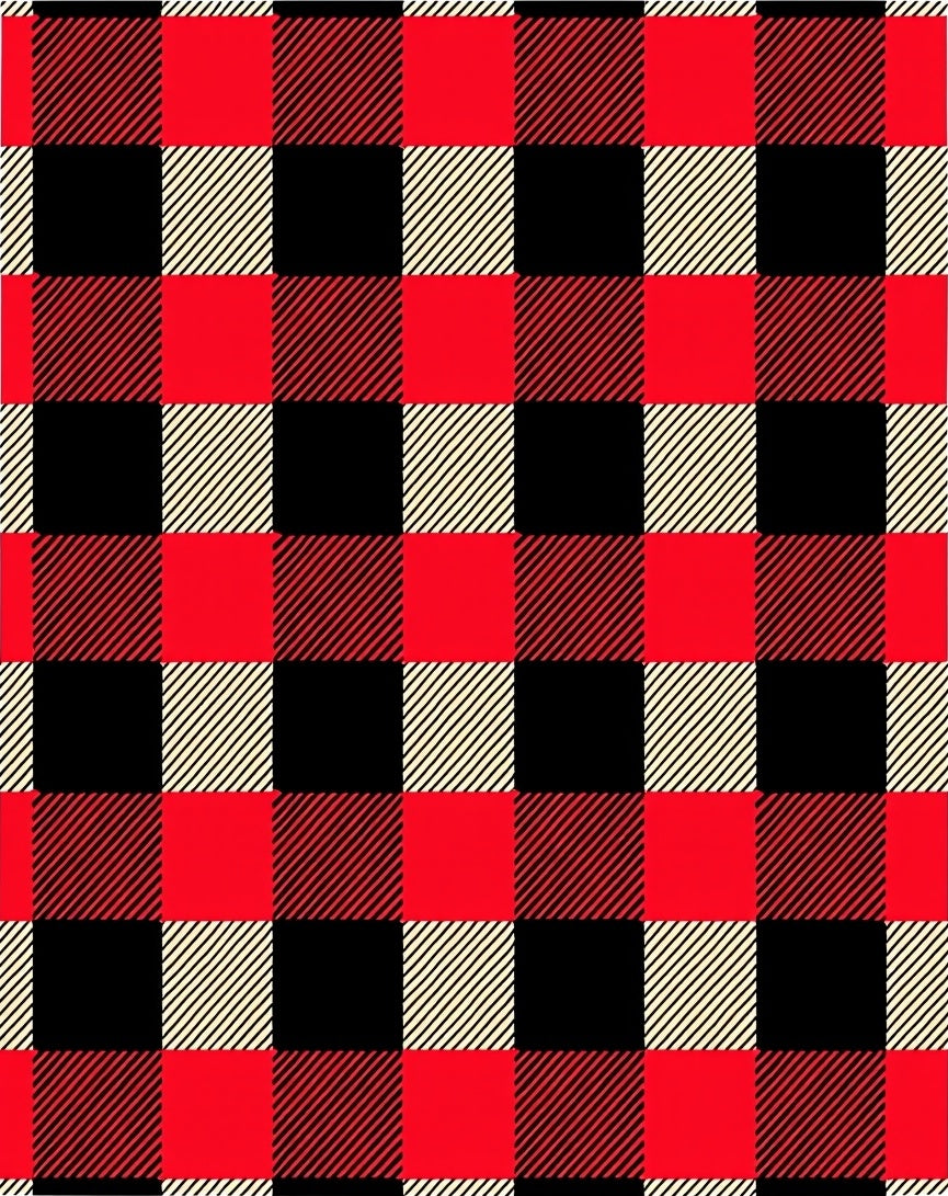 Red Black Plaid Checkered Design Rug