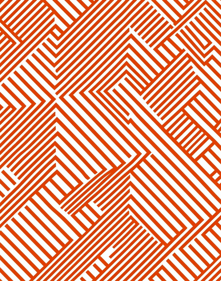 Modern Red White Geometric Pattern Rug
