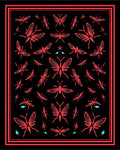 Black Coral Insect Butterfly Pattern Rug
