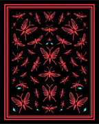 Black Coral Insect Butterfly Pattern Rug
