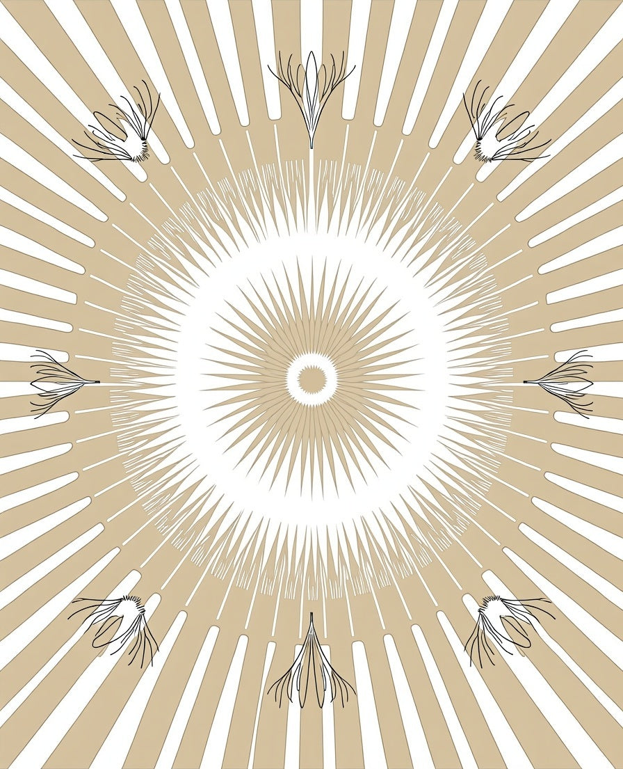 Radiating Sunburst Floral Mandala Pattern Rug
