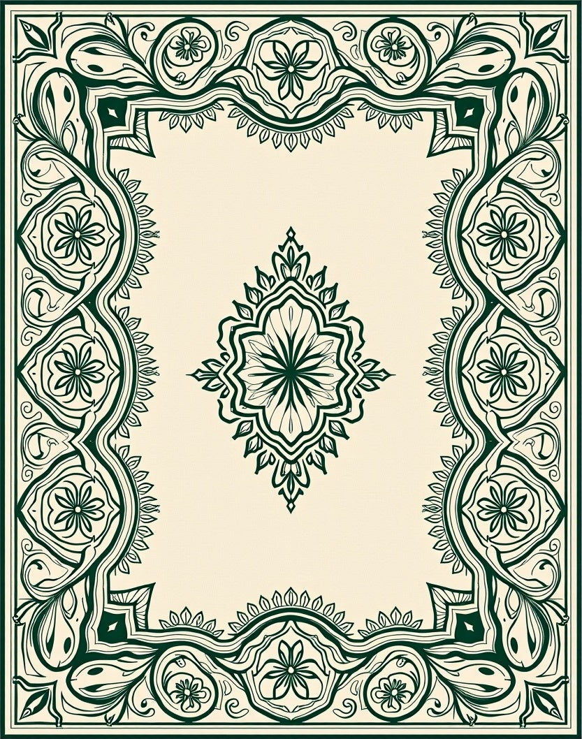 Intricate Floral Scrollwork Cream Rug