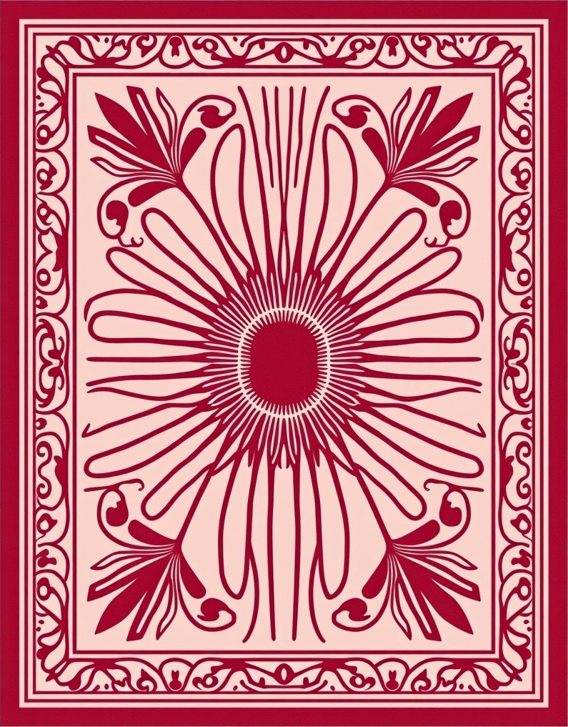 Ornate Floral Sunburst Pattern Rug