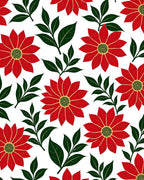 Bold Red Floral Leaf Arrangement Rug