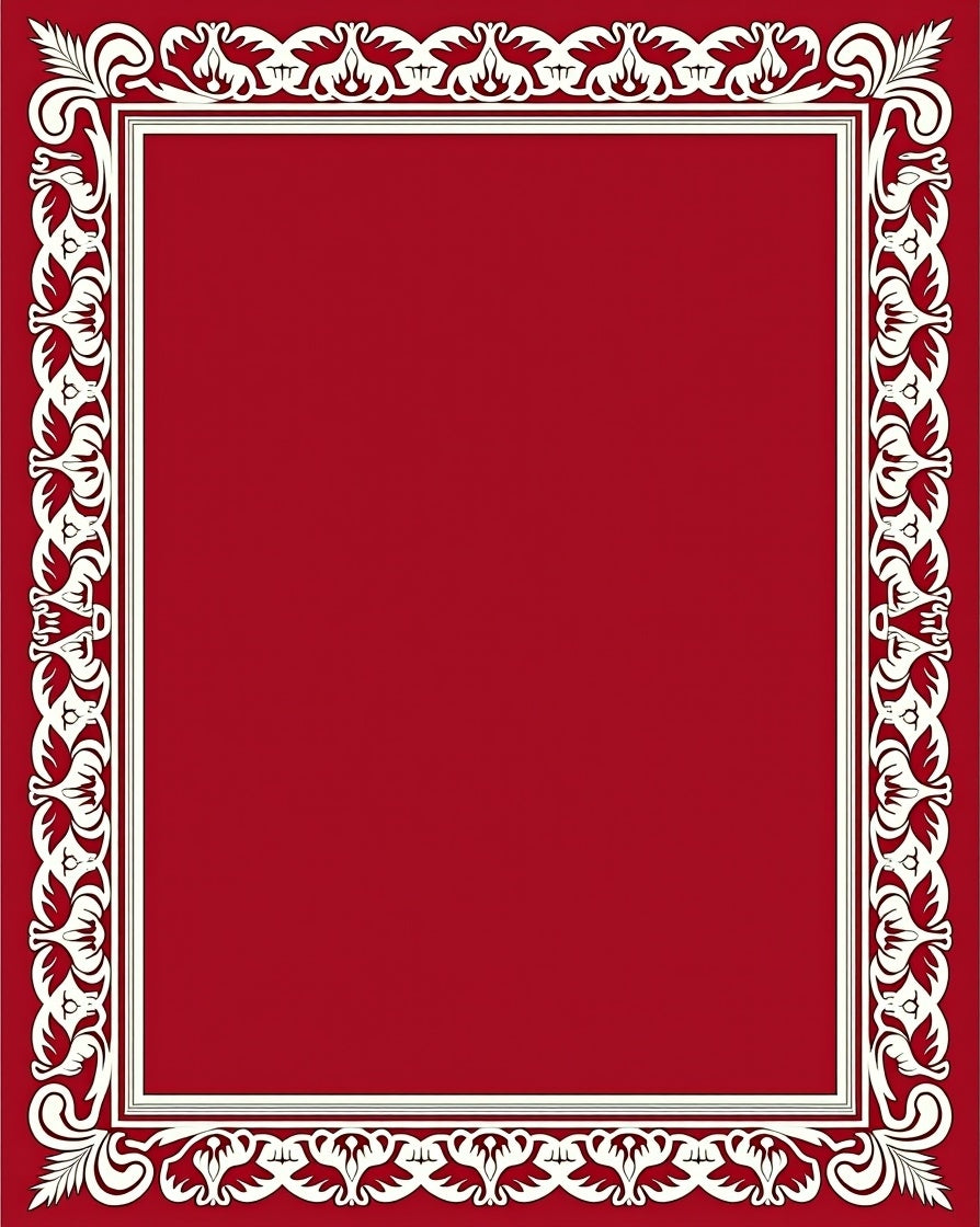 Classic Ornate Floral Border Red Rug