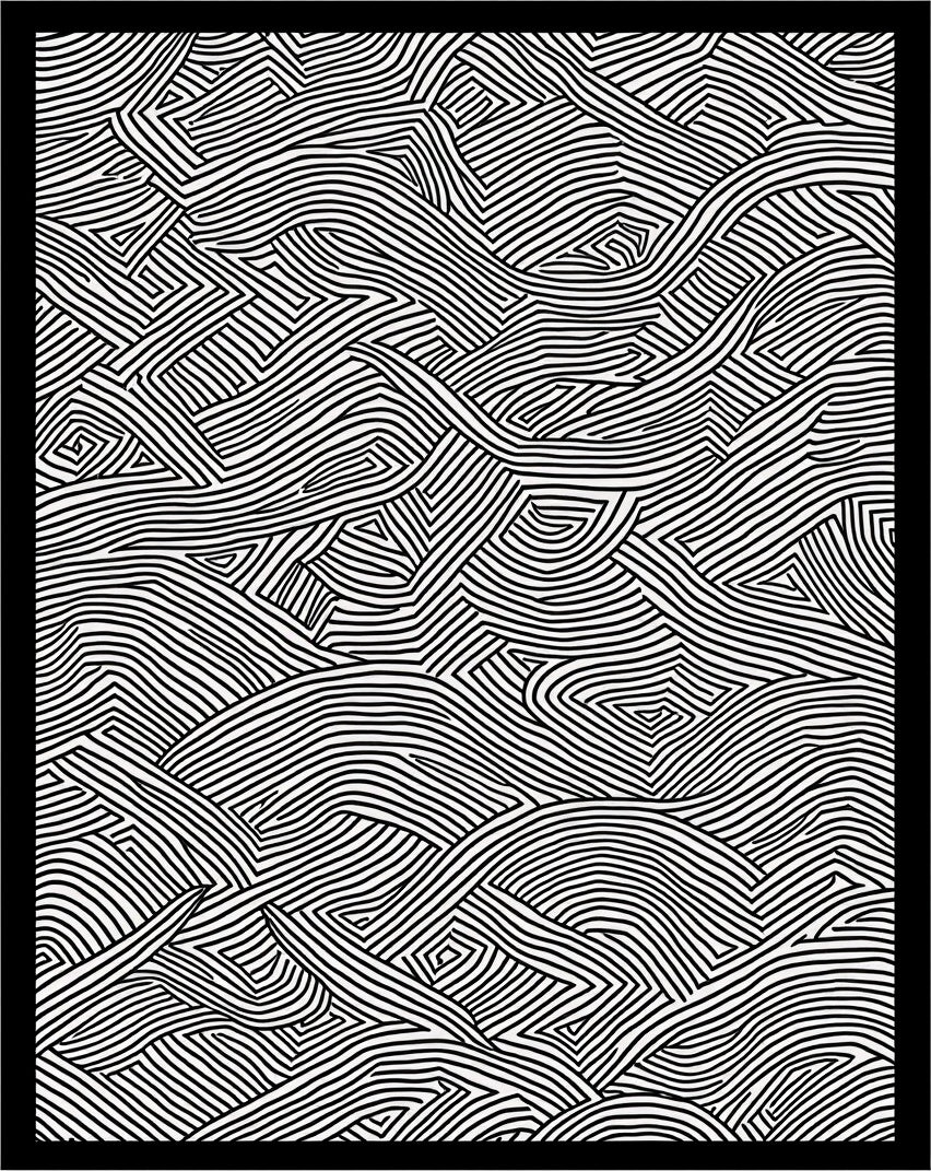 Graphic Black White Winding Lines Rug