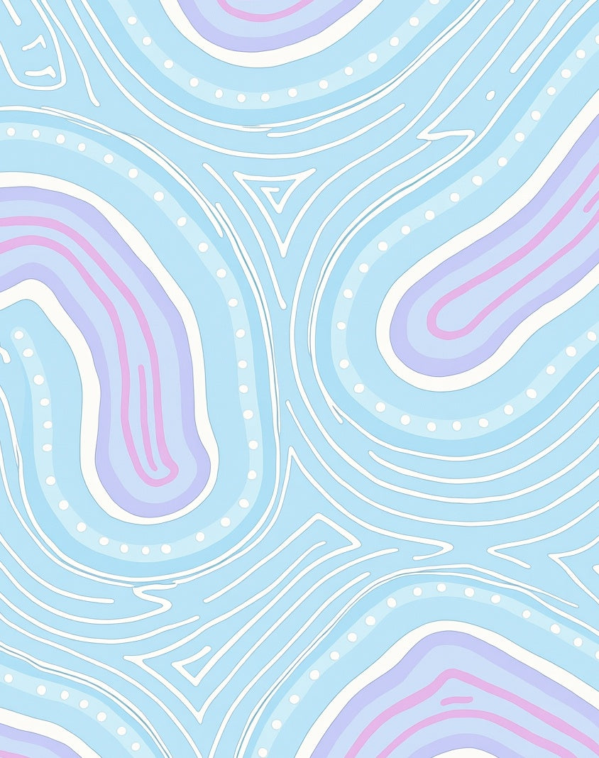 Soft Blue White Pink Swirl Pattern Rug