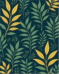 Green and Yellow Leaf Pattern Rug