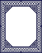 Classic Blue Geometric Border Pattern Rug