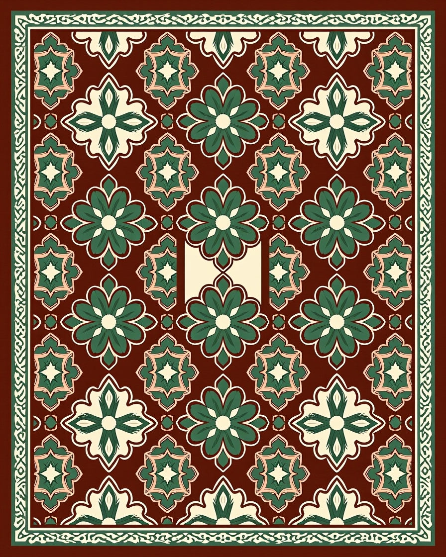 Intricate Floral Medallion Pattern Rug