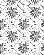 Monochromatic Floral And Line Art Design Rug
