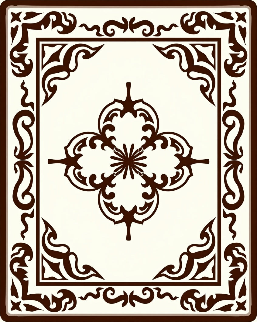 Ornate Vine Flower Central Panel Design Rug