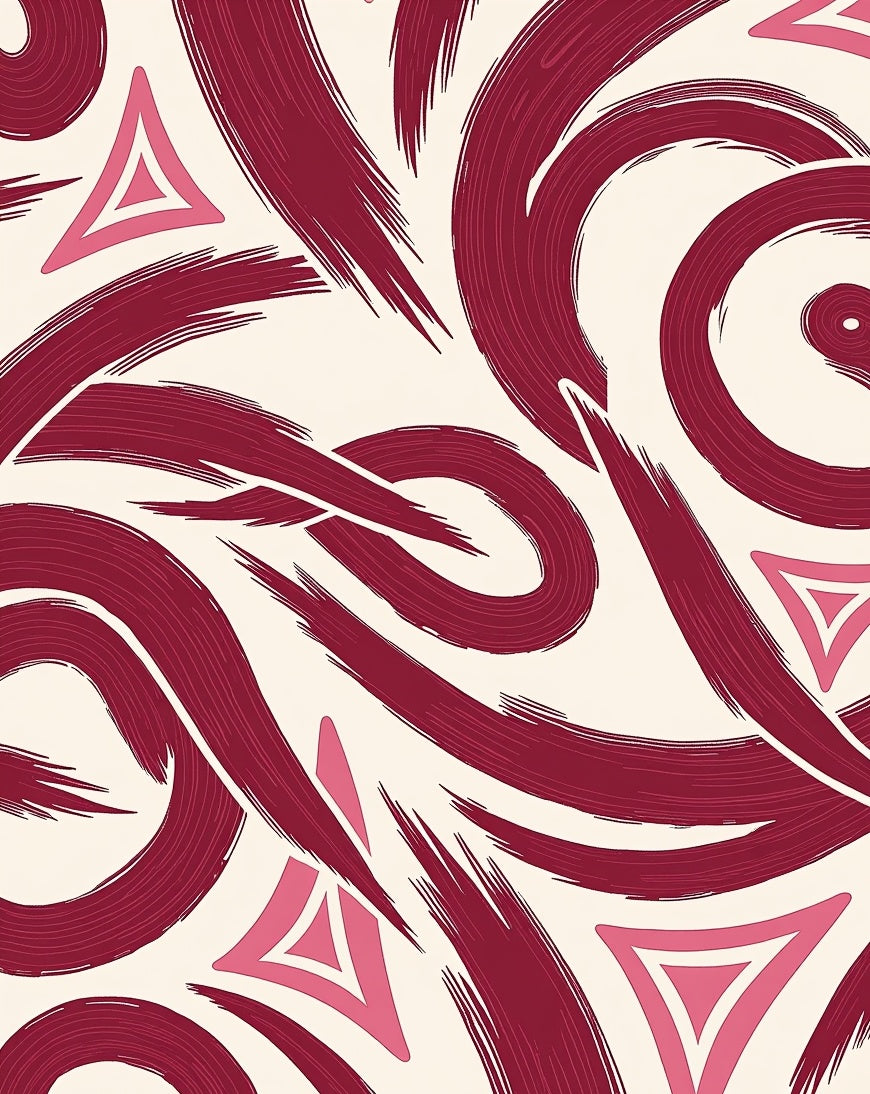 Crimson Brush Stroke Triangle Design Rug