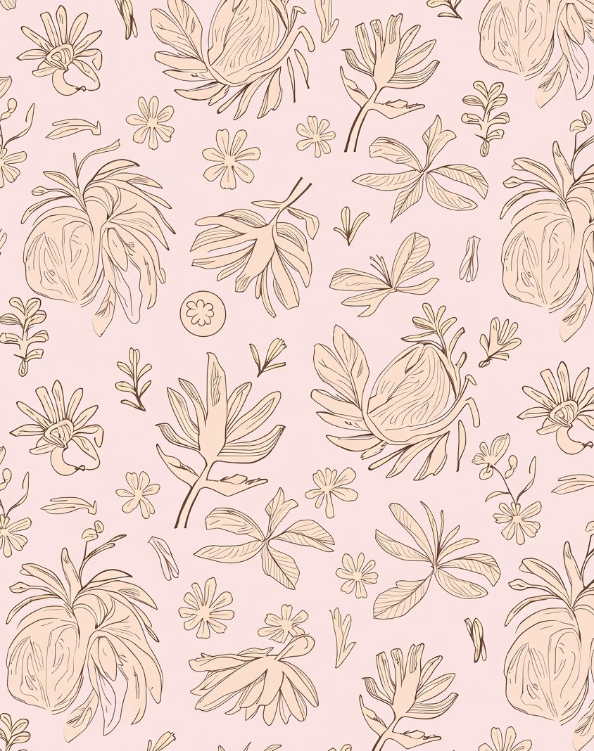 Natural Leaf Floral Sketch Rug