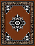 Intricate Black and Gold Scroll Border Rug