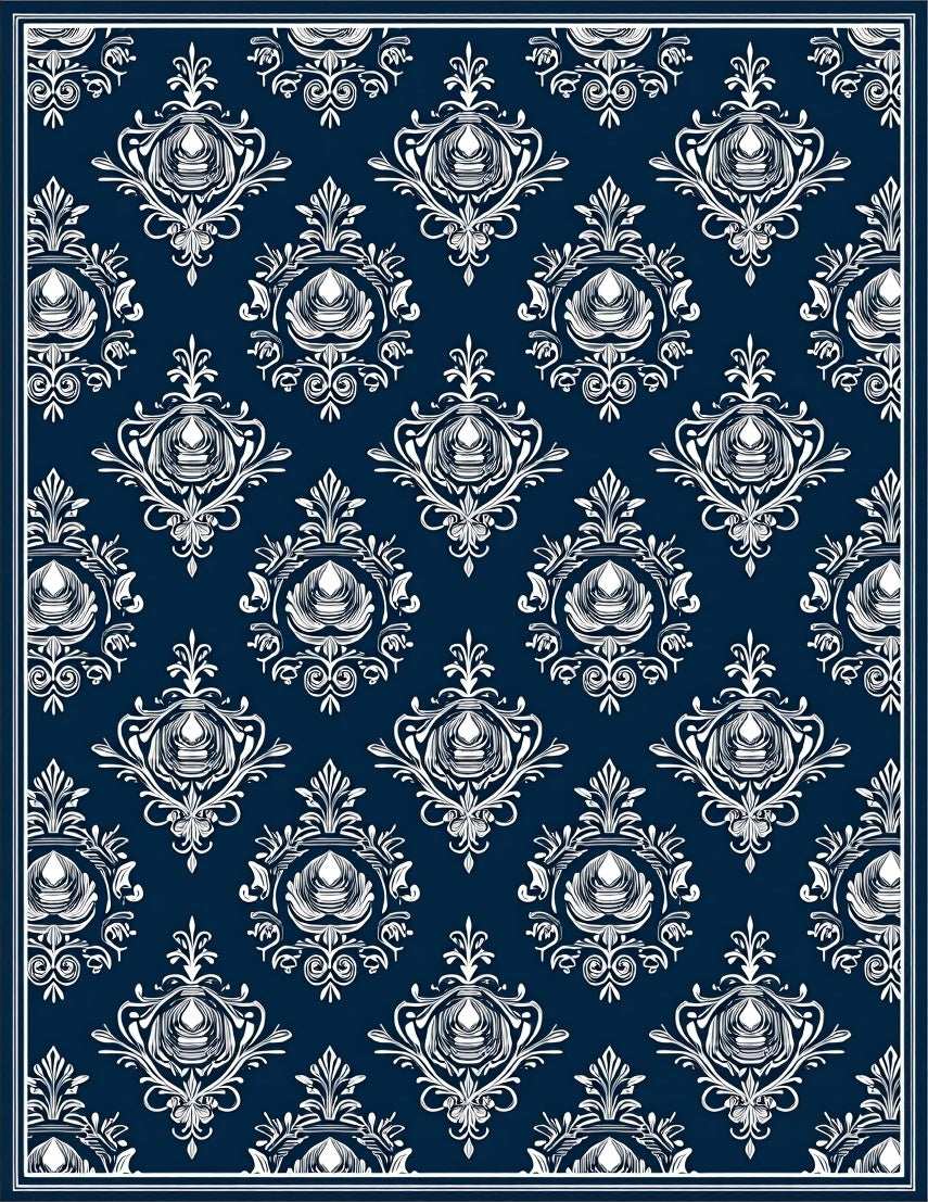 Classic Floral Damask Pattern Design Rug