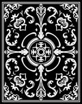 Classic Black White Scrollwork Floral Rug
