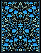 Mushroom And Flower Symmetrical Pattern Rug