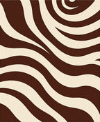 Bold Cream Brown Swirl Pattern Rug