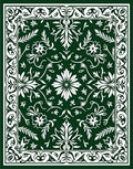 Ornate Floral Patterned Green Rug