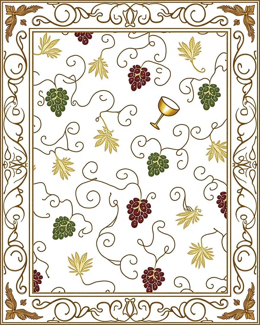 Grapes Leaves Vine Pattern Rug