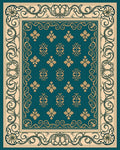 Regal Teal Floral Scroll Pattern Rug